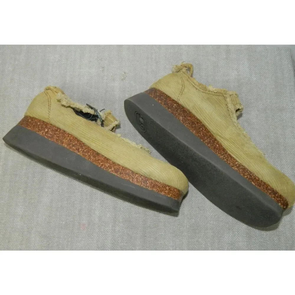 Unionbay Mary Jane Size 6.5 Beige Corduroy Cork Platform Vintage Y2K 2000s Geene